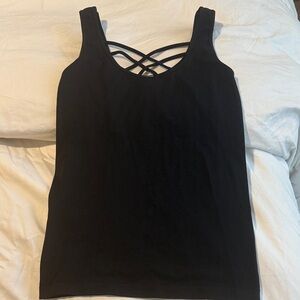 Dynamic one size Black Lycra Criss Cross Sleeveless Top